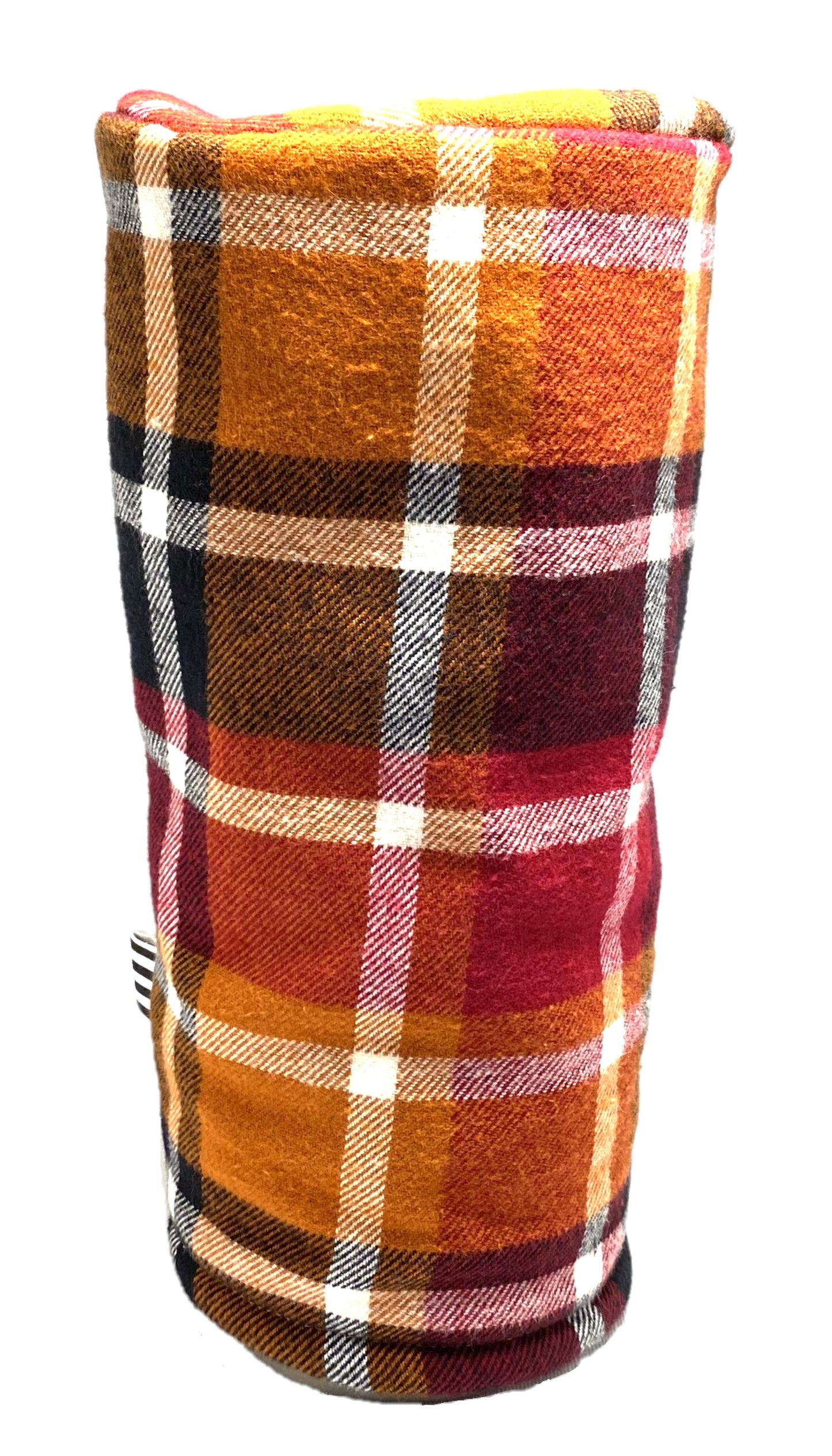 Multi color plaid barrel style golf headcover