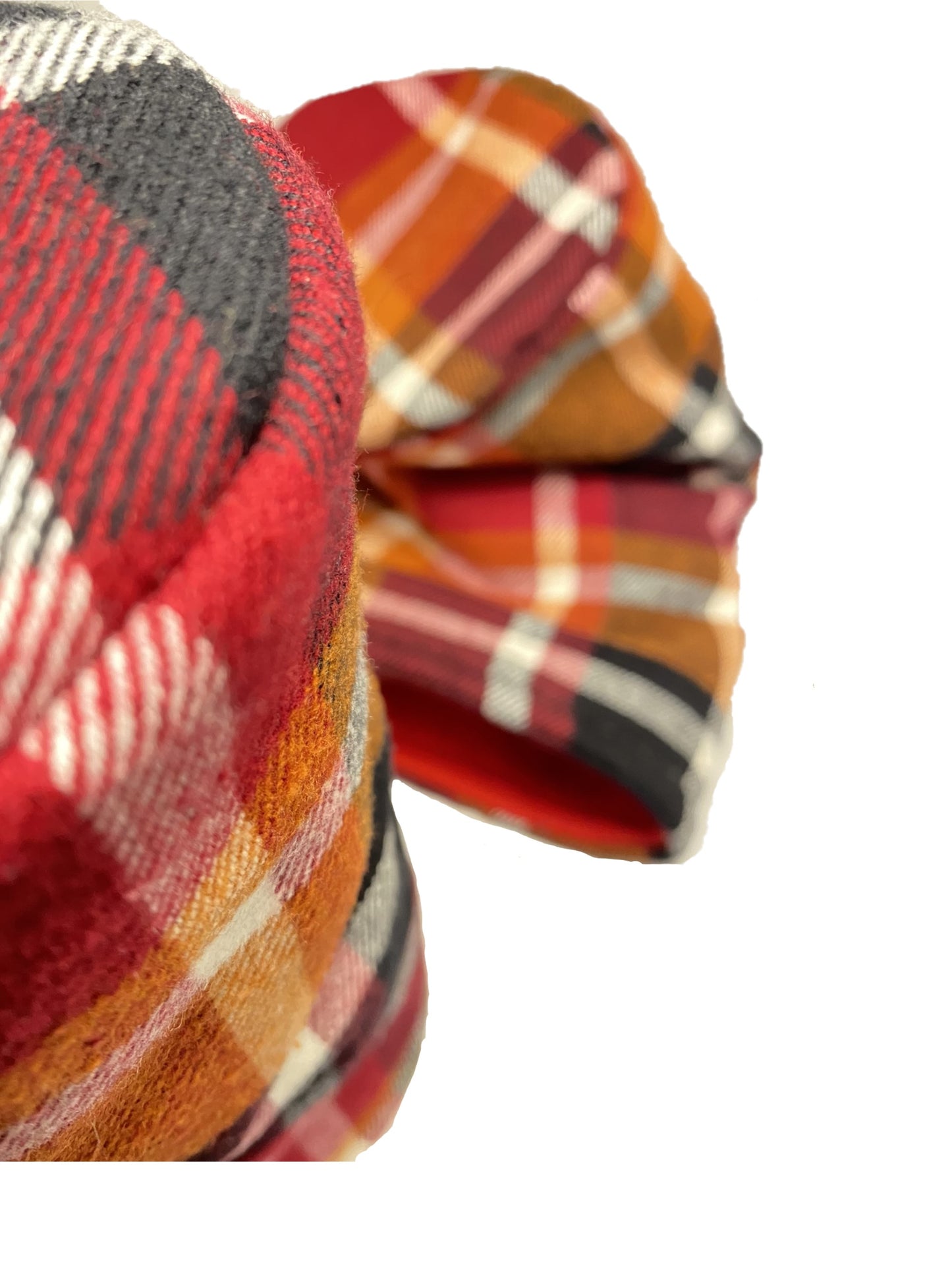 Multi color plaid barrel style golf headcover