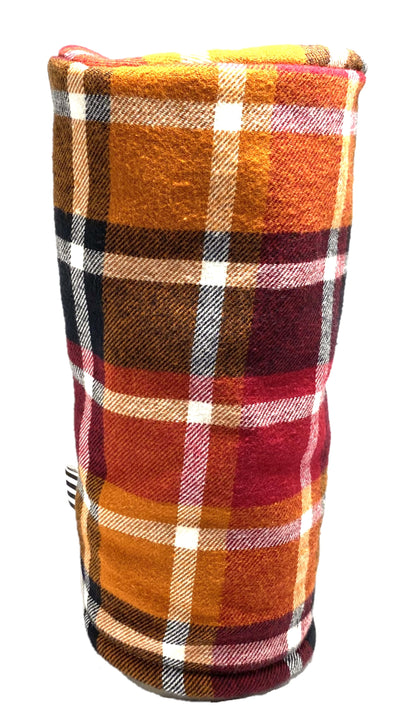 Multi color plaid barrel style golf headcover