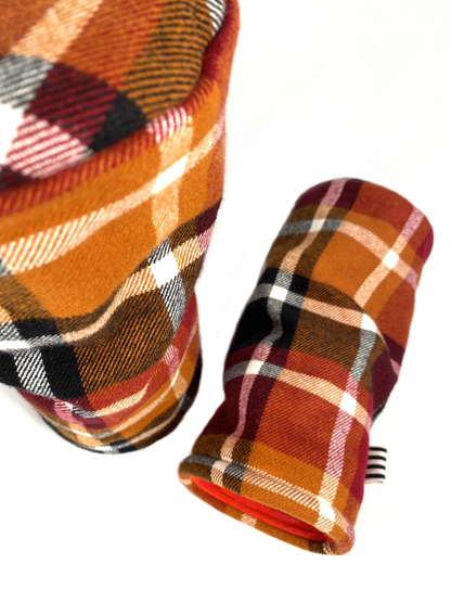 Multi color plaid barrel style golf headcover
