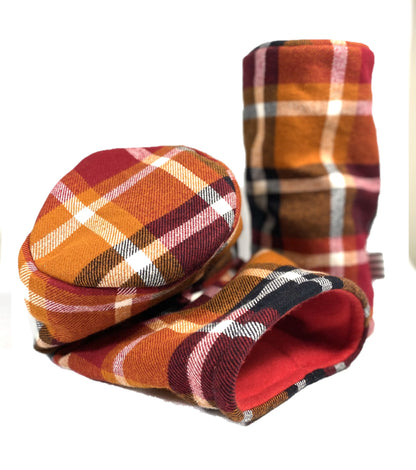 Multi color plaid barrel style golf headcover